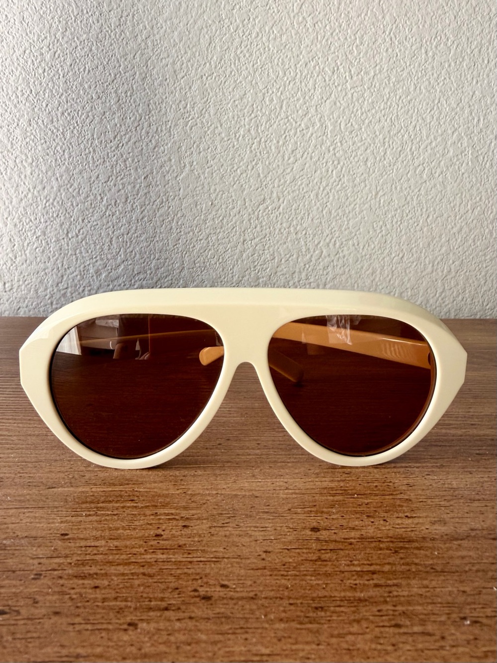 Past Midnight The Icon 02 Sunglasses Ivory Cream Brown Lenses Aviator